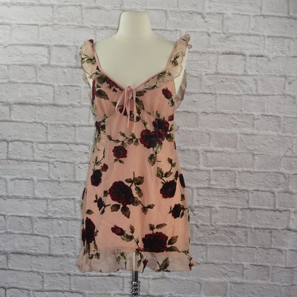 Revolve Superdown Adonia Rose Velvet Floral Mini Dress - Picture 2 of 12
